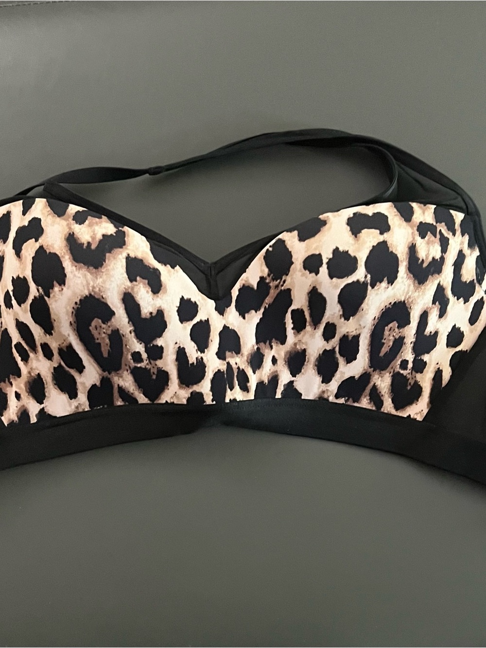 Victoria's Secret Leopard Print Padded Bra - Black & Cream
